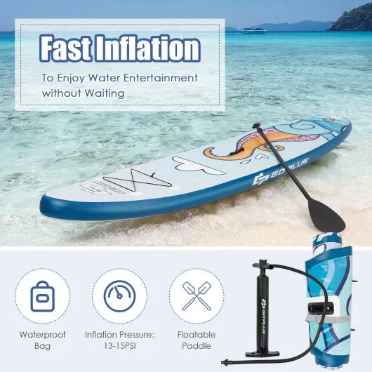 11 ft Inflatable Stand Up Paddle Board Surfboard with Aluminum Paddle Pump-11 ft