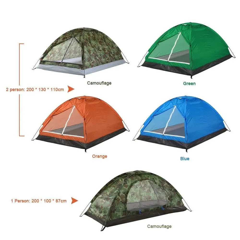 1/2 Person Camping Tent Beach Tent Single Layer Tent Portable Camouflage Polyester PU1000mm Camping Hiking Outdoor Tent