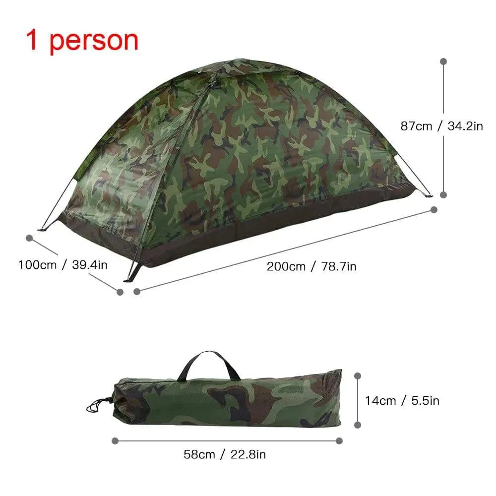 1/2 Person Camping Tent Beach Tent Single Layer Tent Portable Camouflage Polyester PU1000mm Camping Hiking Outdoor Tent