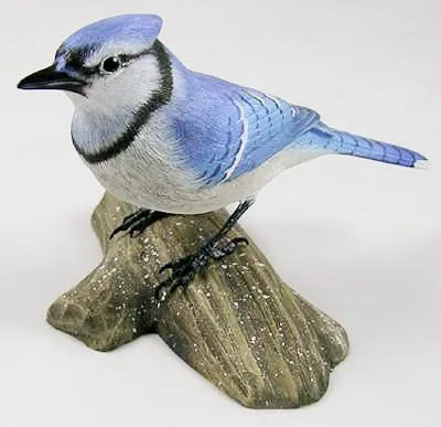 1/2 Size Blue Jay - Hand Carved Wooden Bird