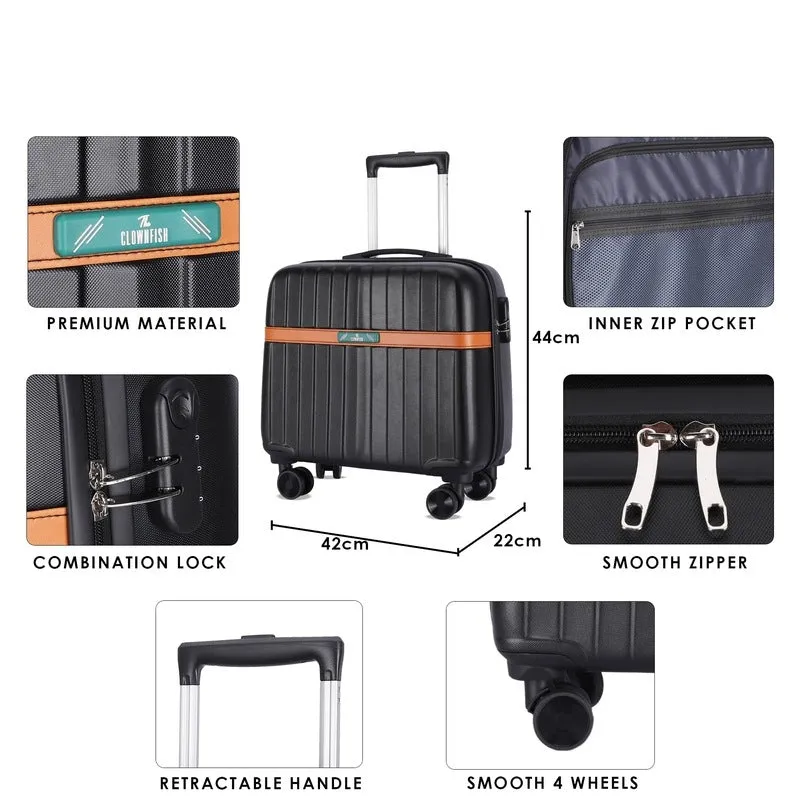 18 inch: Hard Case Suitcase with 8 Wheels & Combination Lock | Spacious & Durable | Joyride Black