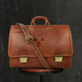 33rd Degree Scottish Rite Briefcase - Wings Down Genuine Brown Leather