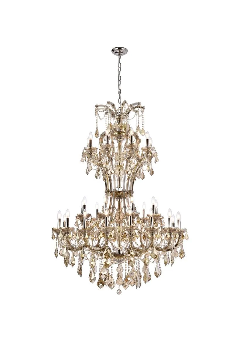 36 light Chandelier from the Maria Theresa Collection in Golden Teak Finish by Elegant Lighting