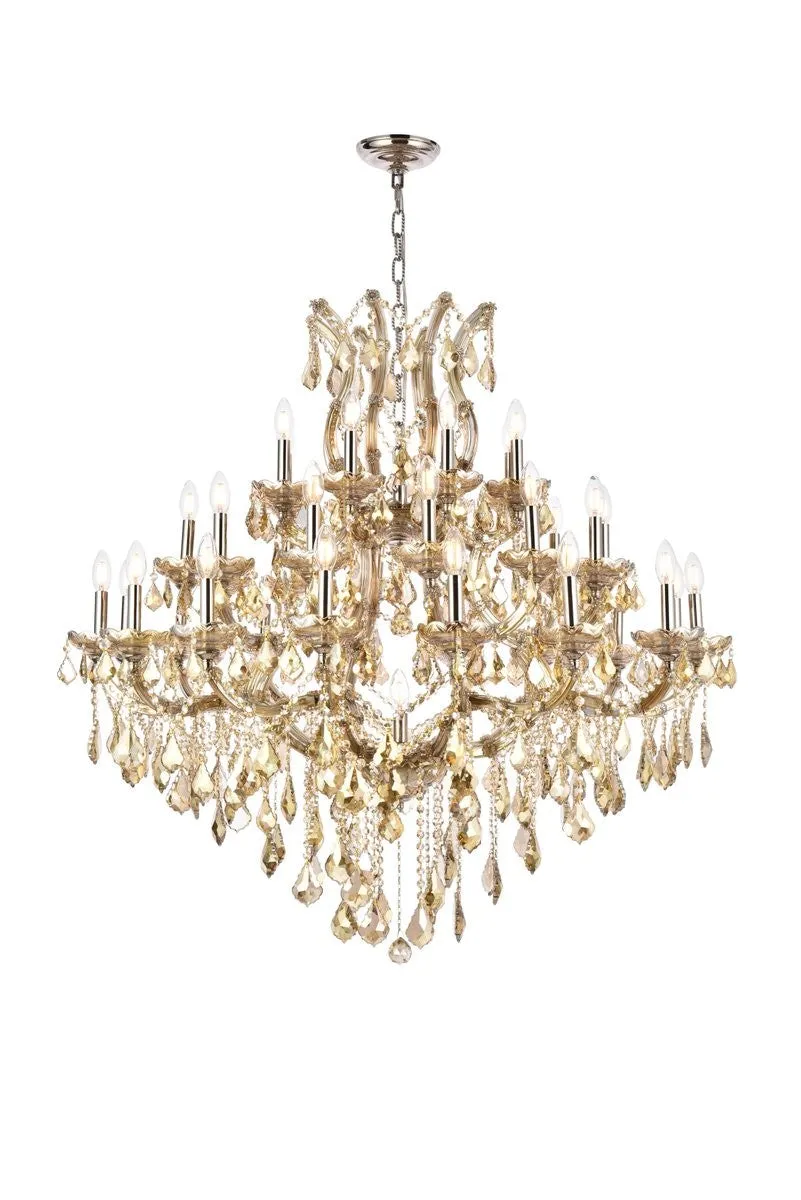 37 Light Chandelier from the Maria Theresa Collection in Golden Teak Finish by Elegant Lighting