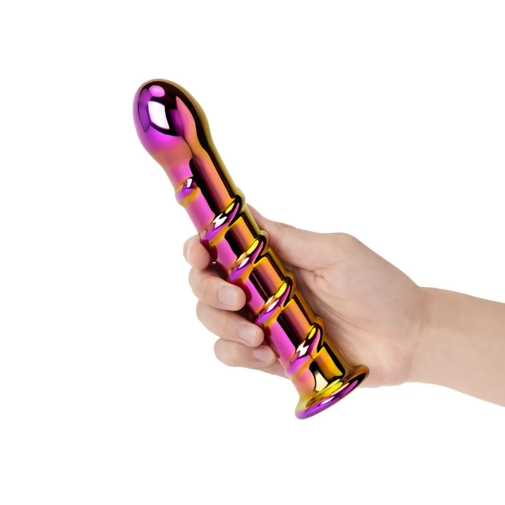 7" Iridescent Chrome Swirl Tapered Dildo