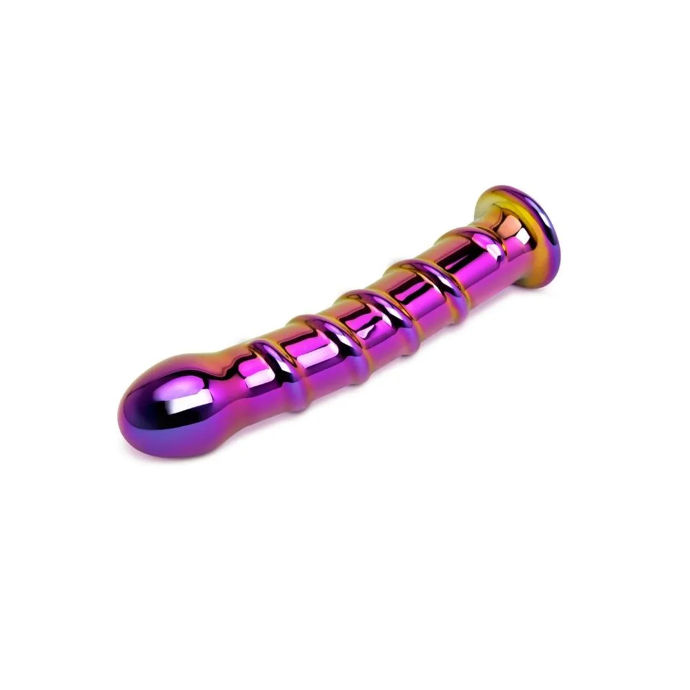 7" Iridescent Chrome Swirl Tapered Dildo