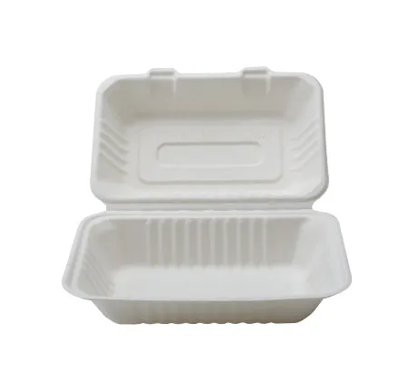 9" X 6" X 3.1" COMPOSTABLE RECTANGULAR HINGED CONTAINER - DEEP (250/CS)