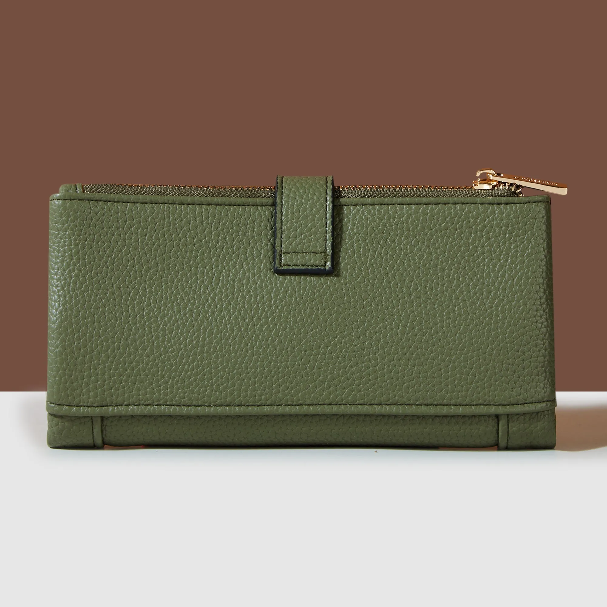 Accessorize London Women's Green Push Lock Wallet