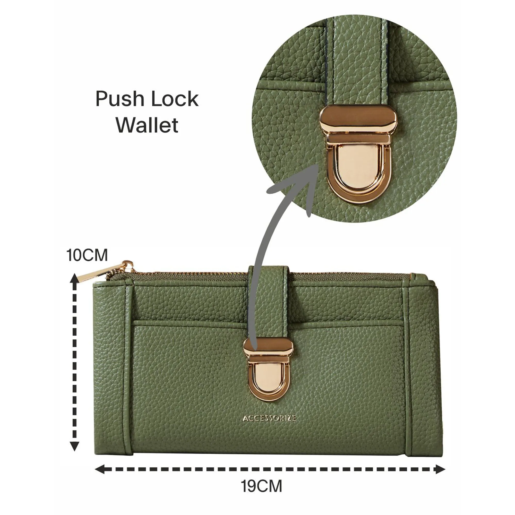 Accessorize London Women's Green Push Lock Wallet