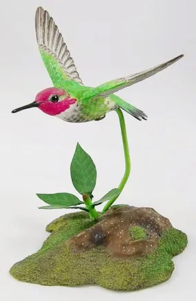 Anna's Hummingbird - Hand Carved Wooden Bird