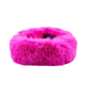 Aspen Pure Fox Fur Adjustable Headband - Sassy Hot Pink