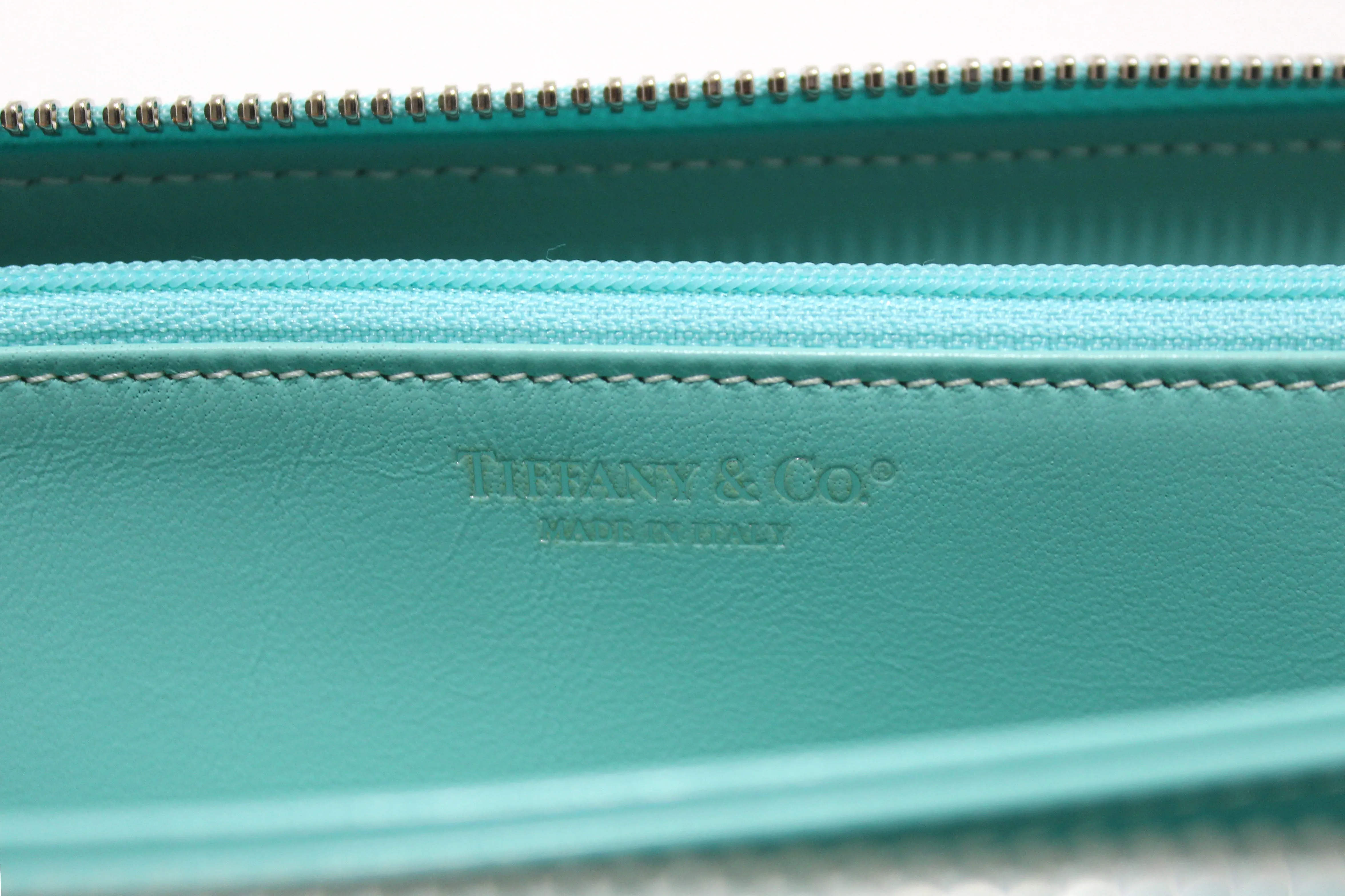 Authentic NEW Tiffany & Co. Blue Calfskin Leather Long Zippy Wallet