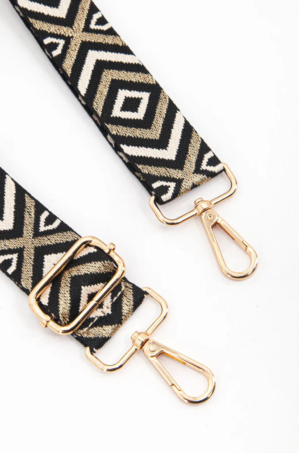 Aztec Bag Strap | Black & Gold