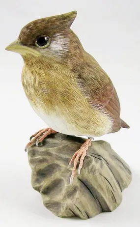 Baby Northern Cardinal - Hand Carved Wooden Bird