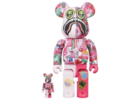 Bearbrick X Steven Harrington X BAPE Shark 100% & 400% Set Pink Camo