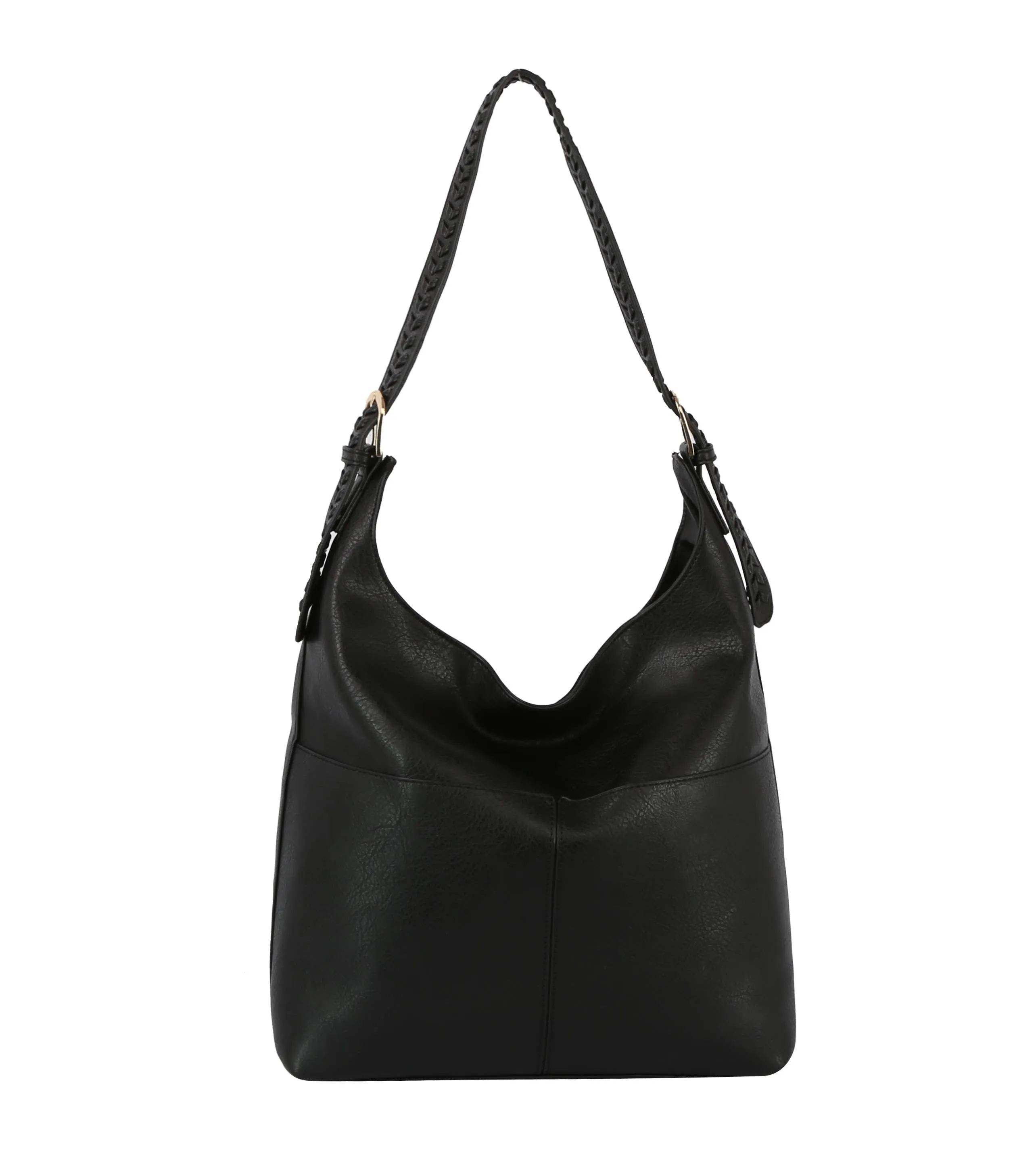 Black Braided Strap Hobo Bag