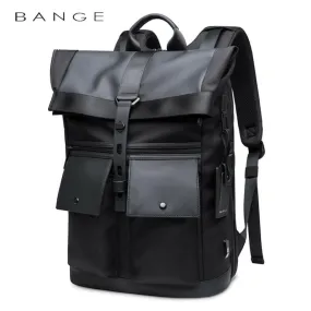 Black Roll-top Casual Business Backpack Large Capacity Travel Bag