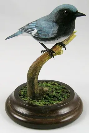 Black-Throated Blue Warbler - Hand Carved Wooden Bird