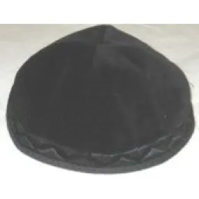 Black Velvet Kippah / Yarmulke With Black Embroidery