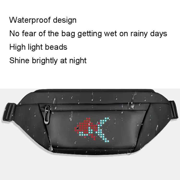 Bluetooth APP Oxford Cloth LED Pocket Outdoor Riding Color LED Waist Bag(Black)