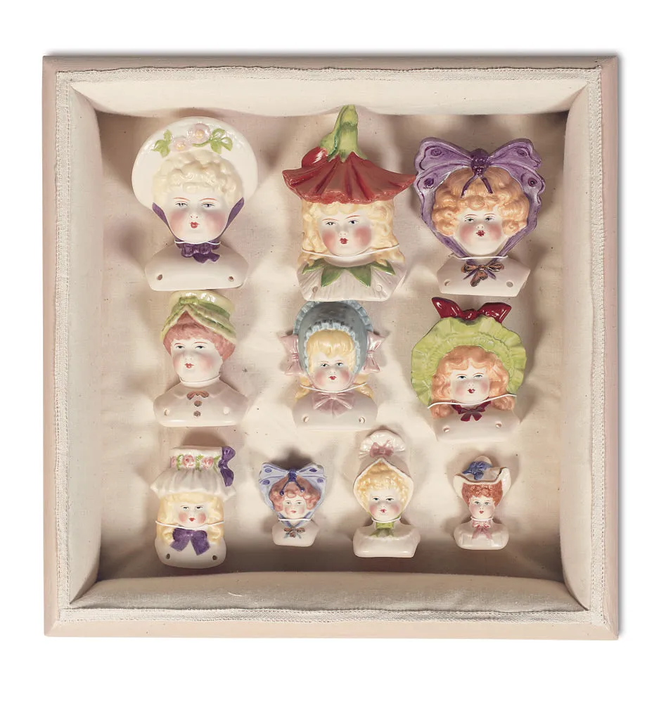 Bonnet Dolls In Shadowbox