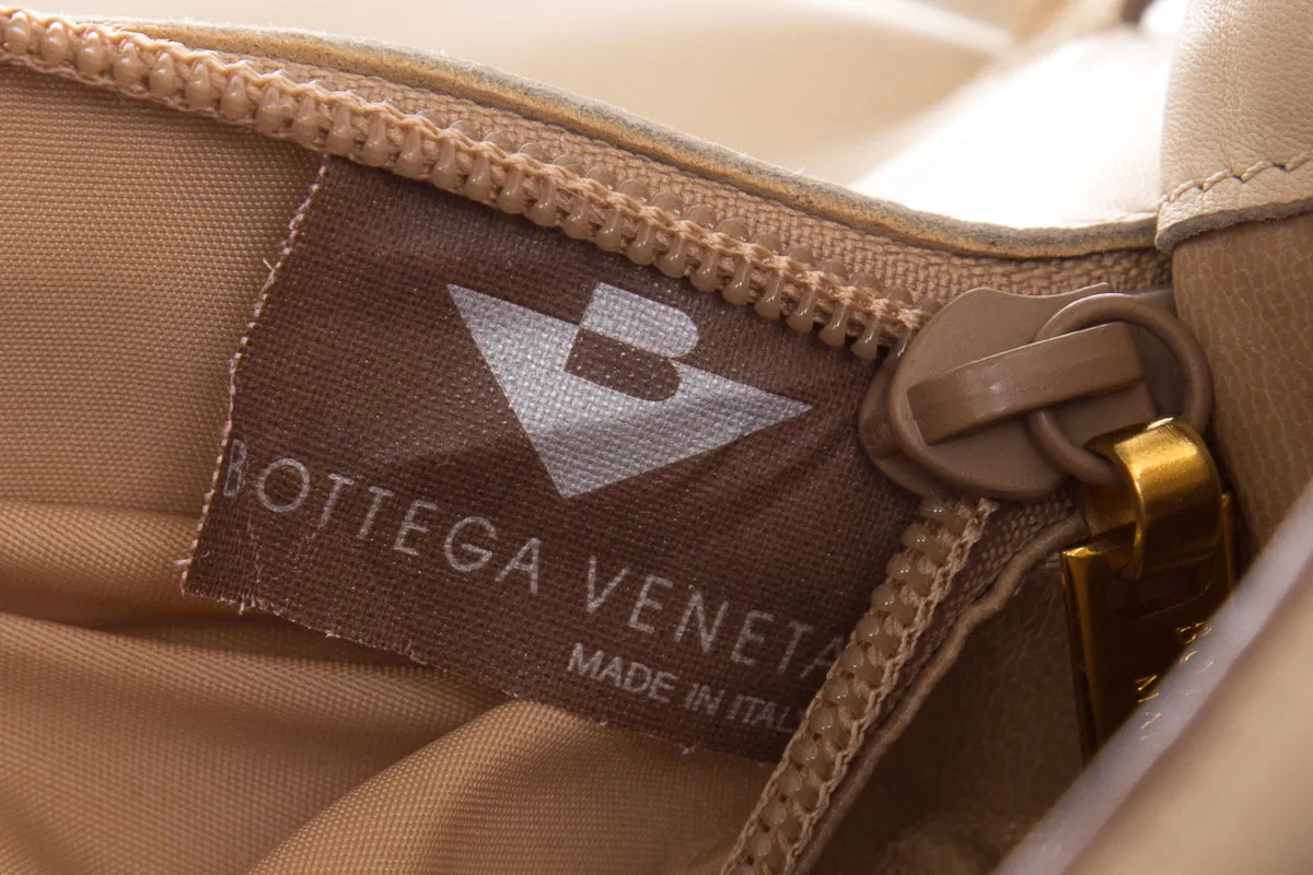 Bottega Veneta Beige Intrecciato Flap Leather Shoulder