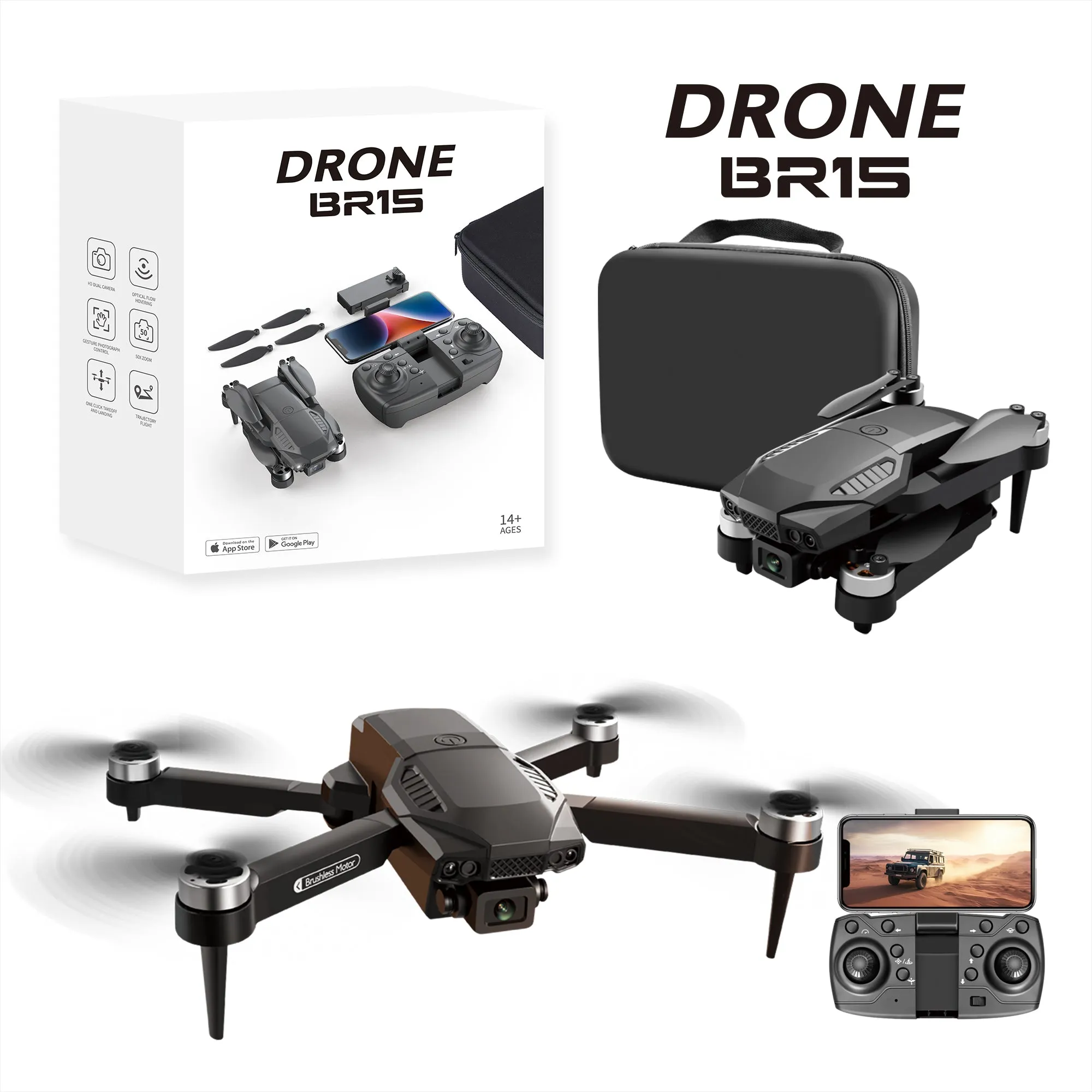 BR 15  RC Folding Drone Double camera 4K Camera Brushless Motor 2.4G