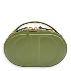 CD Signature Oval Camera Bag 18x11x5.5cm Green Crossbody Bag in Calfskin, Gold hardware