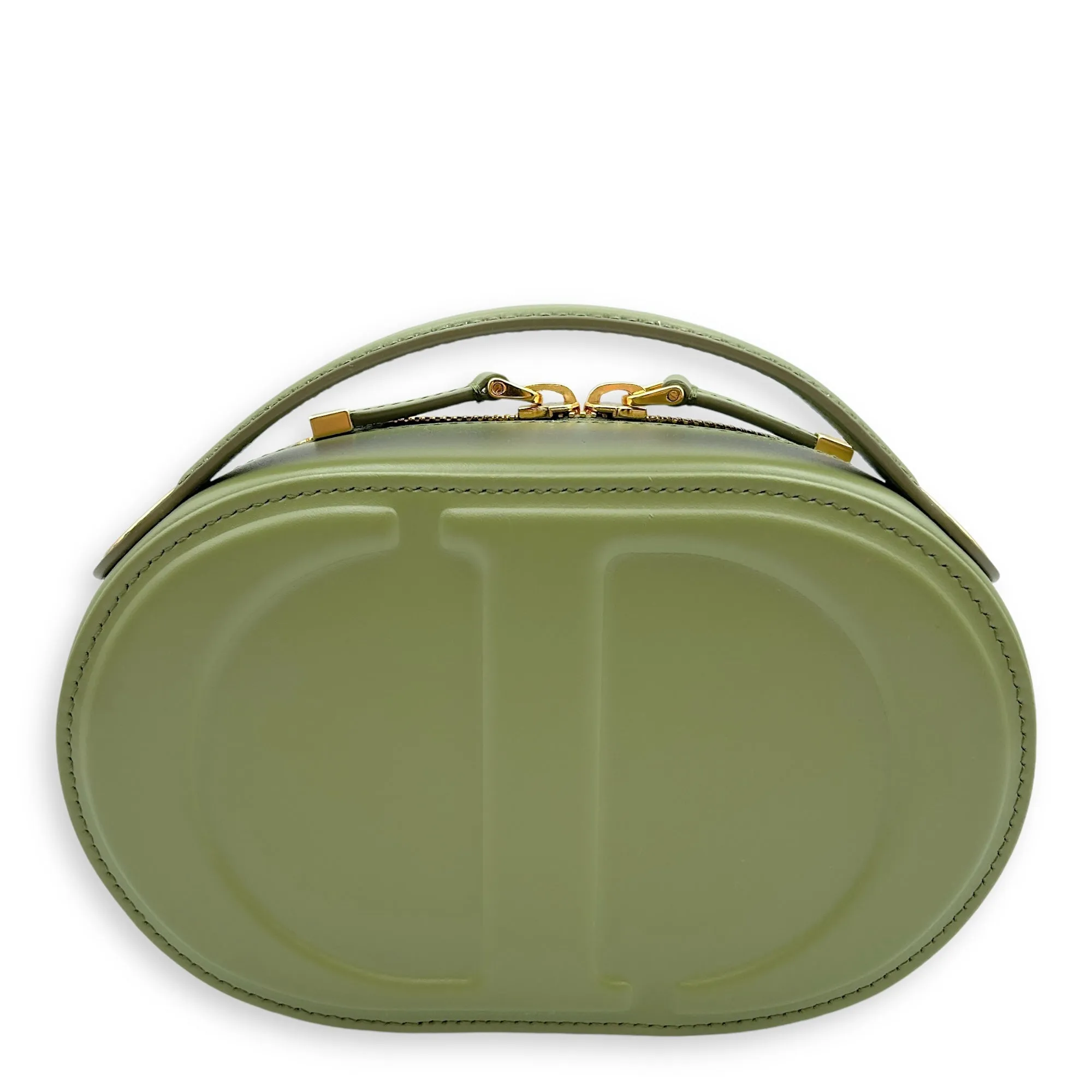 CD Signature Oval Camera Bag 18x11x5.5cm Green Crossbody Bag in Calfskin, Gold hardware