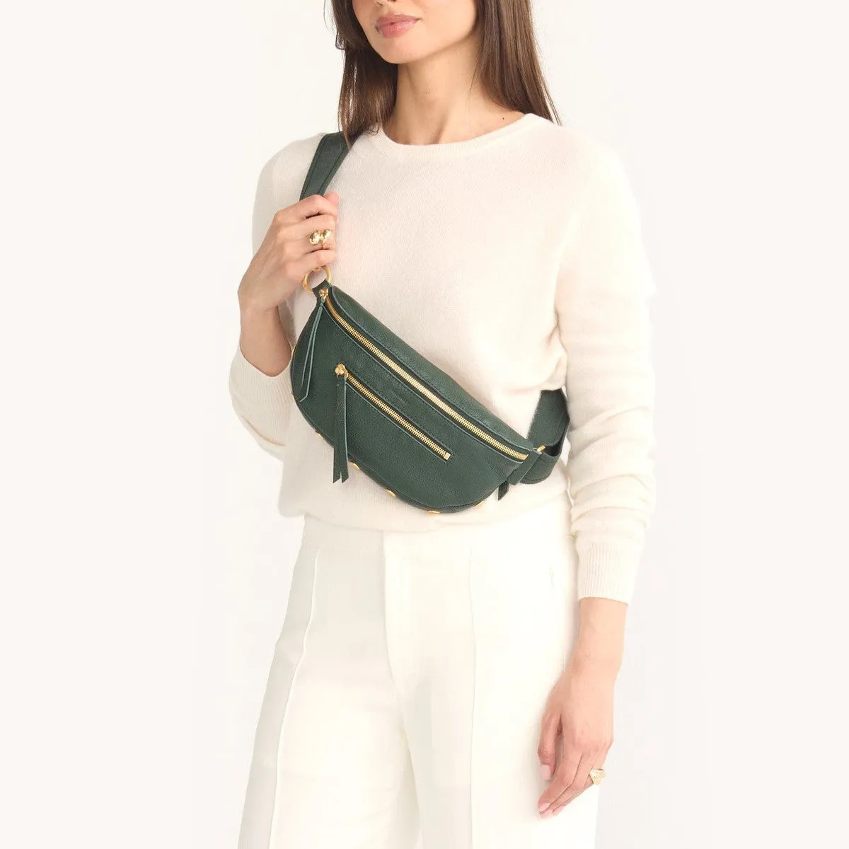 CHARLES CROSSBODY MED - Green Room Pebble/Brushed Gold