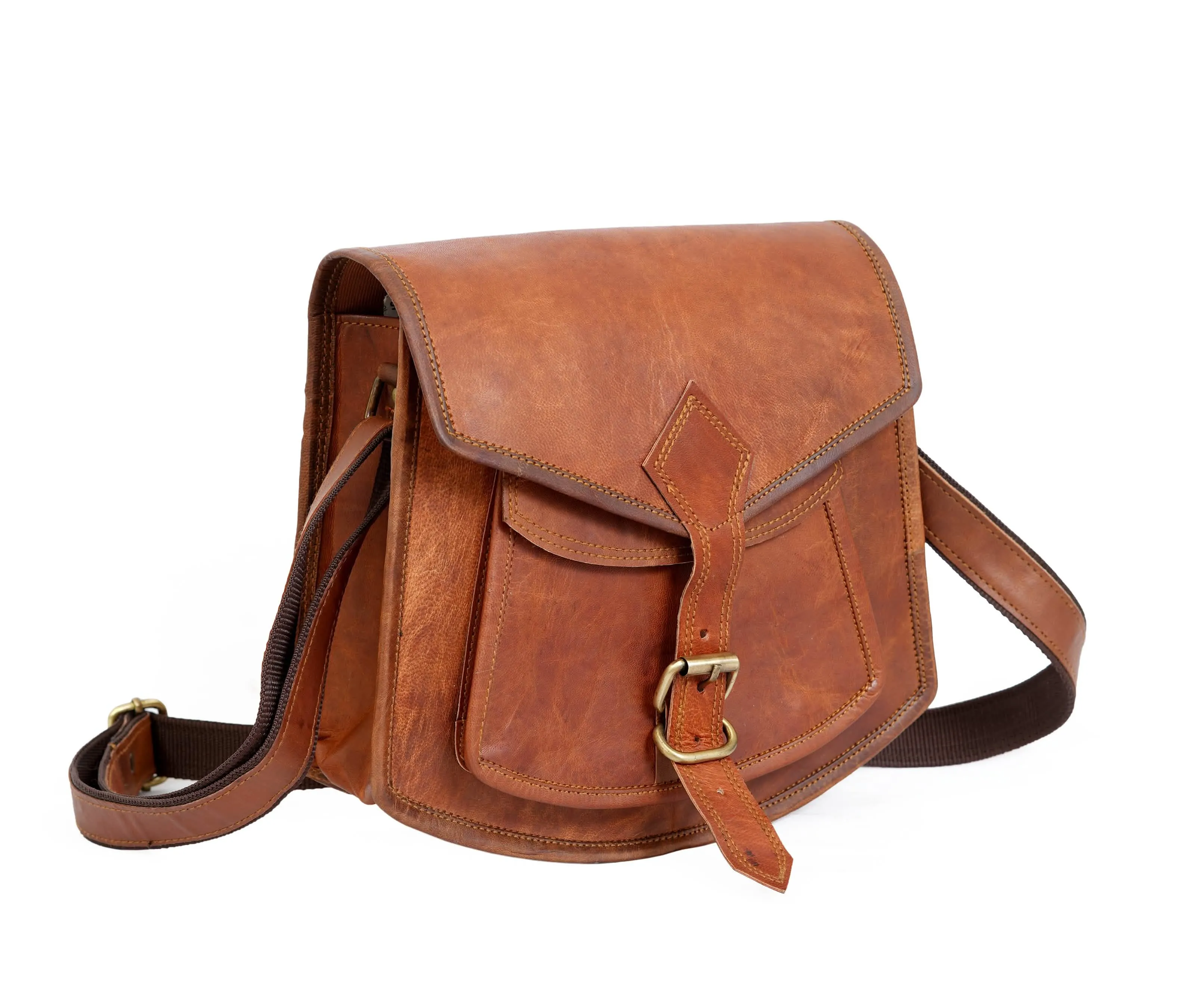 Chic Vintage Full Grain Leather Crossbody Satchel for Fashion-Forward Women and Teens