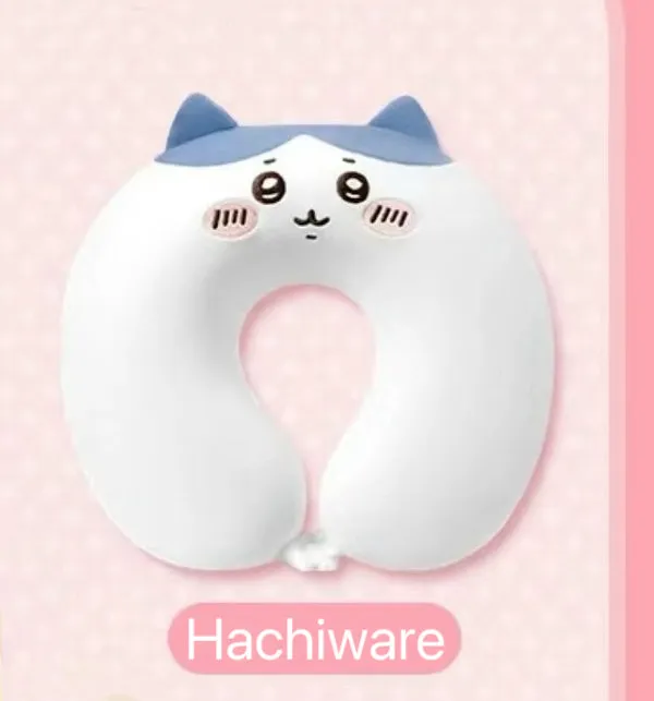 ChiiKawa X Miniso | Hachiware Full Set 9pcs items Mini Plush Doll Keychain Headband Neck Pillow Bag - Kawaii items Room Decoration doll