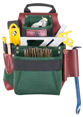 CLC Signature Elite Series 51685 Nail and Tool Bag, 10 in W, 7 in D, 13-3/4 in H, 7-Pocket, Nylon, Green :EA: QUANTITY: 1