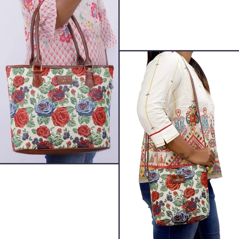 Combo: Sling & Cross-Body Bags with Adjustable Straps & Compartments | Stylish Red-Floral