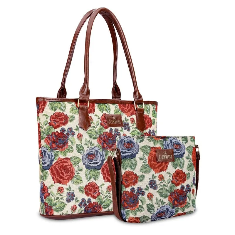 Combo: Sling & Cross-Body Bags with Adjustable Straps & Compartments | Stylish Red-Floral