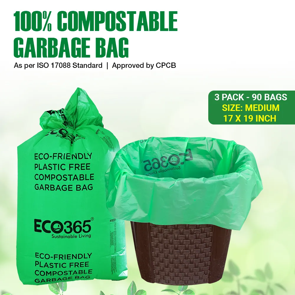 Compostable Garbage Bags - 17"x19" Small (Certified By Govt, Pack of 3=90pcs)