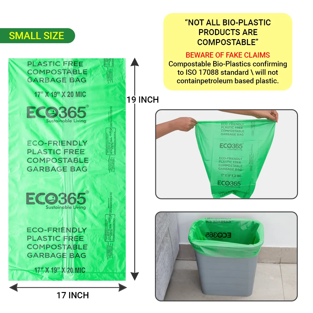 Compostable Garbage Bags - 17"x19" Small (Certified By Govt, Pack of 4=120pcs)