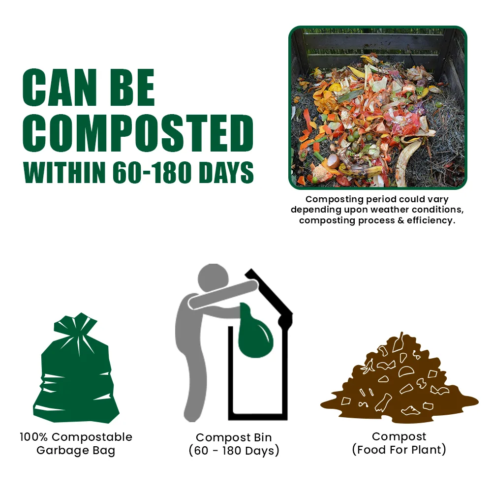 Compostable Garbage Bags - 17"x19" Small (Certified By Govt, Pack of 4=120pcs)