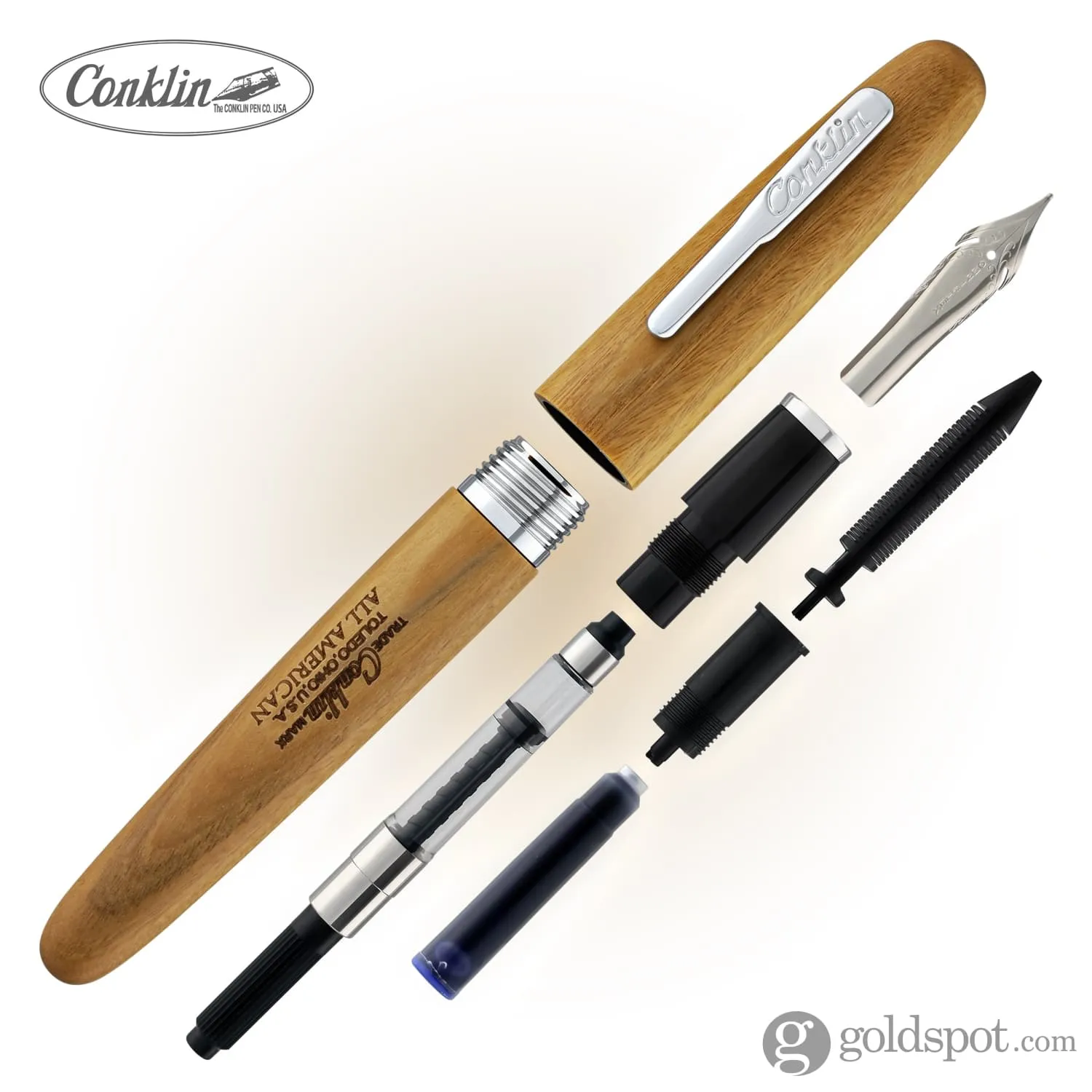 Conklin All American Fountain Pen in Pau Preto with Chrome Trim