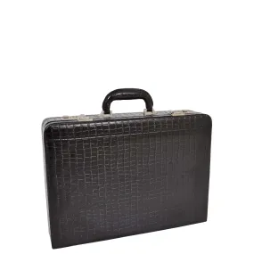 Croc Print Attache Briefcase Classic Faux Leather Bag C521 Black Large