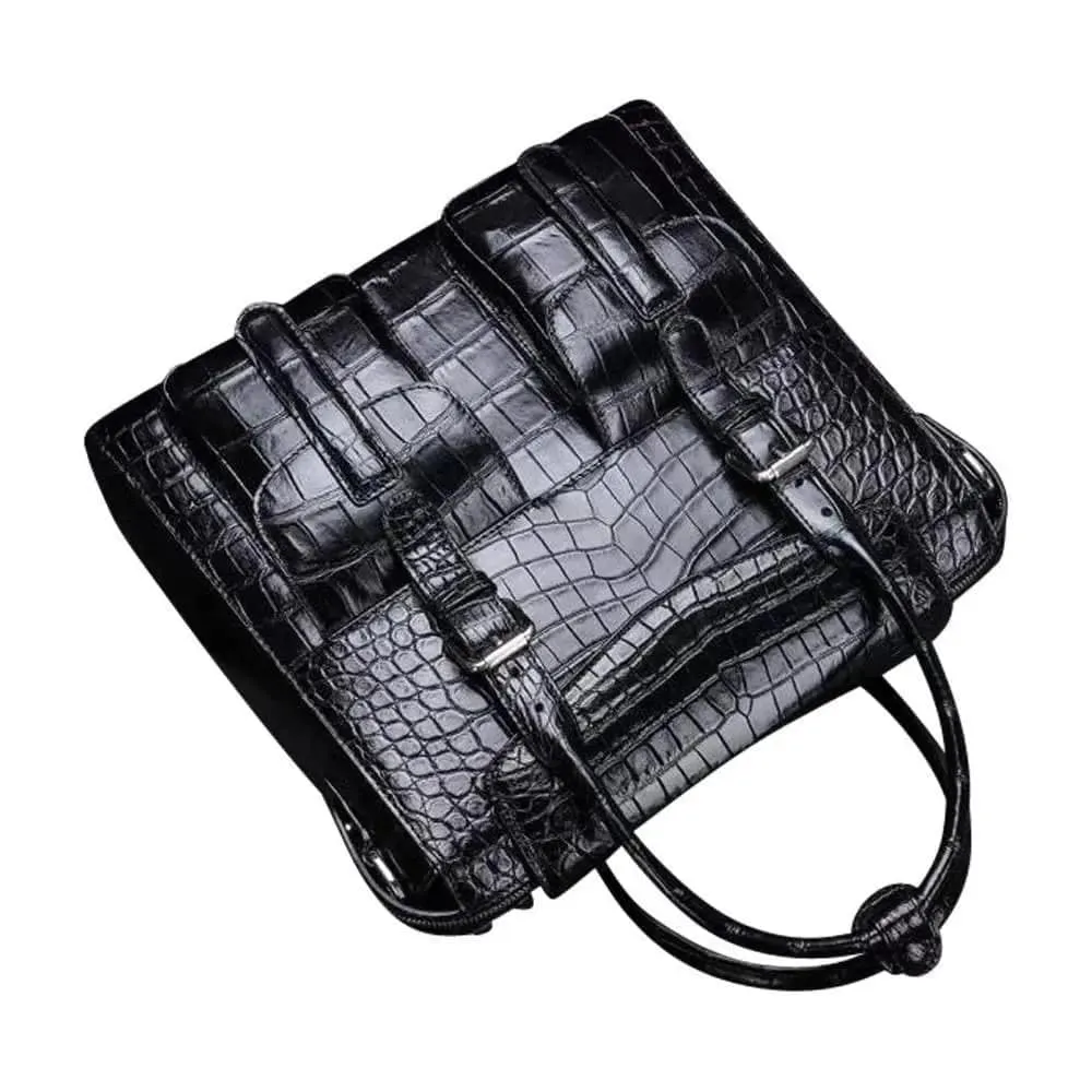 Crocodile Belly Leather  Briefcase Shoulder Cross-body Laptop Business Bag for Men  |  Rossieviren