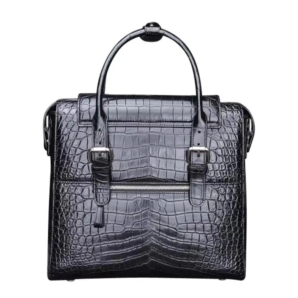 Crocodile Belly Leather  Briefcase Shoulder Cross-body Laptop Business Bag for Men  |  Rossieviren