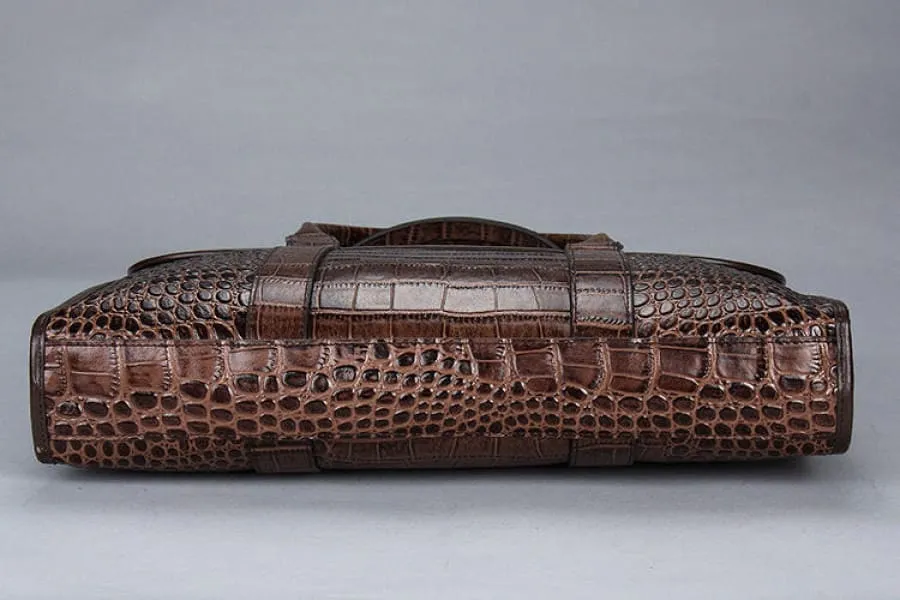 Crocodile Pattern Genuine Leather Briefcase for Laptops