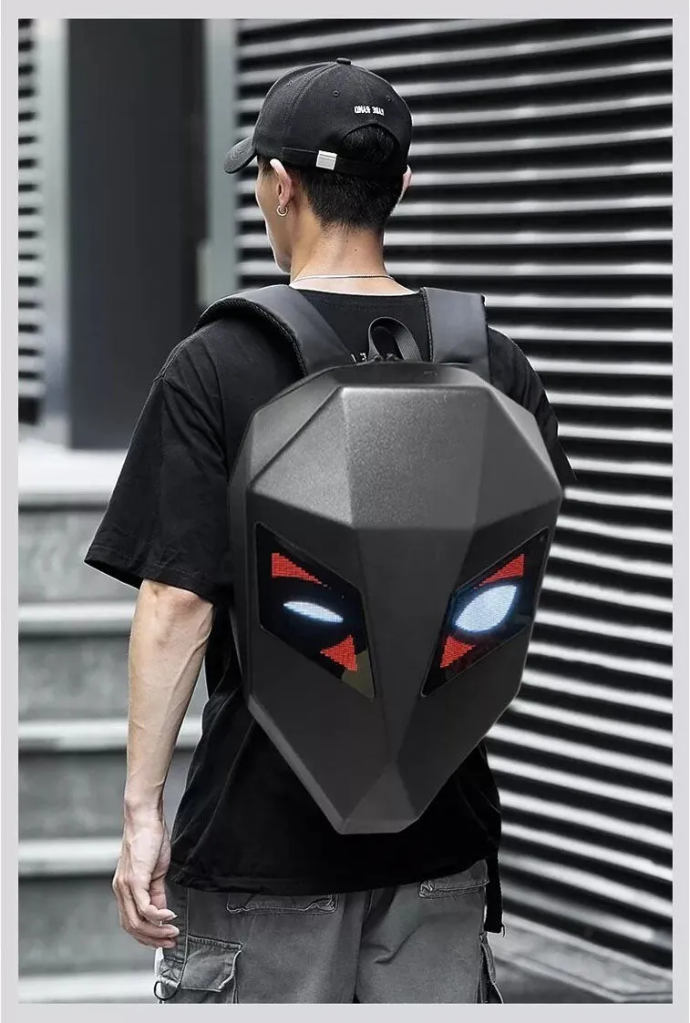 CRONY Iron Man LED Display Backpack Upgrade Iron Man LED Backpack Screen Knight Motorcycle Backpack Cool Travel Bag Scooter Bag