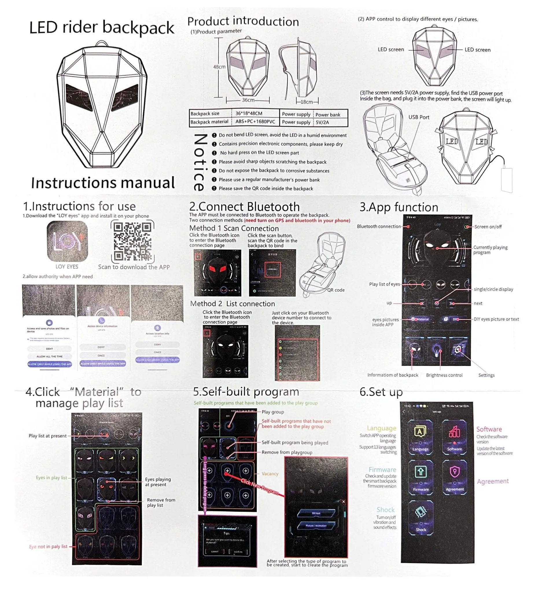 CRONY Iron Man LED Display Backpack Upgrade Iron Man LED Backpack Screen Knight Motorcycle Backpack Cool Travel Bag Scooter Bag