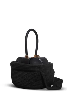 Crossover Knit Bag in Black Cashmere