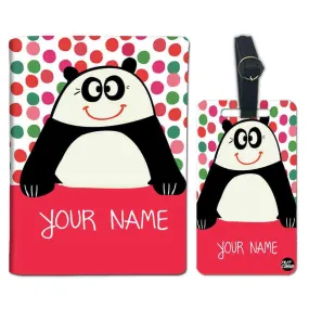 Customized Passport Cover and Luggage Tag Set for Kids  - Cute Panda