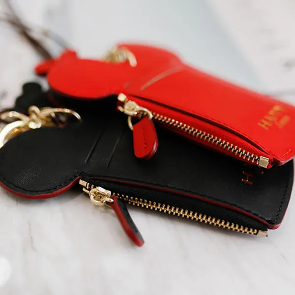 Cute Animal Shape Card Holder Wallet Purse Neck Lanyard for Women