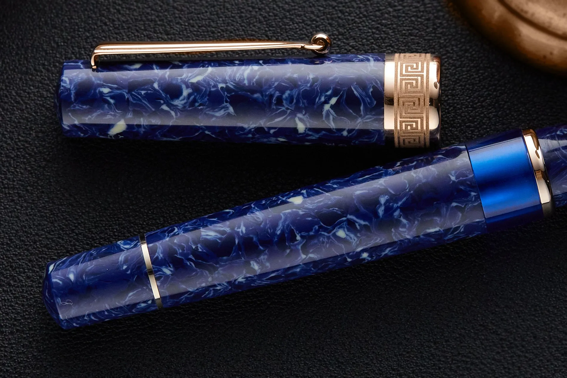 Delta Lapis Blue Celluloid Fountain Pen - Rosegold (Limited Edition)