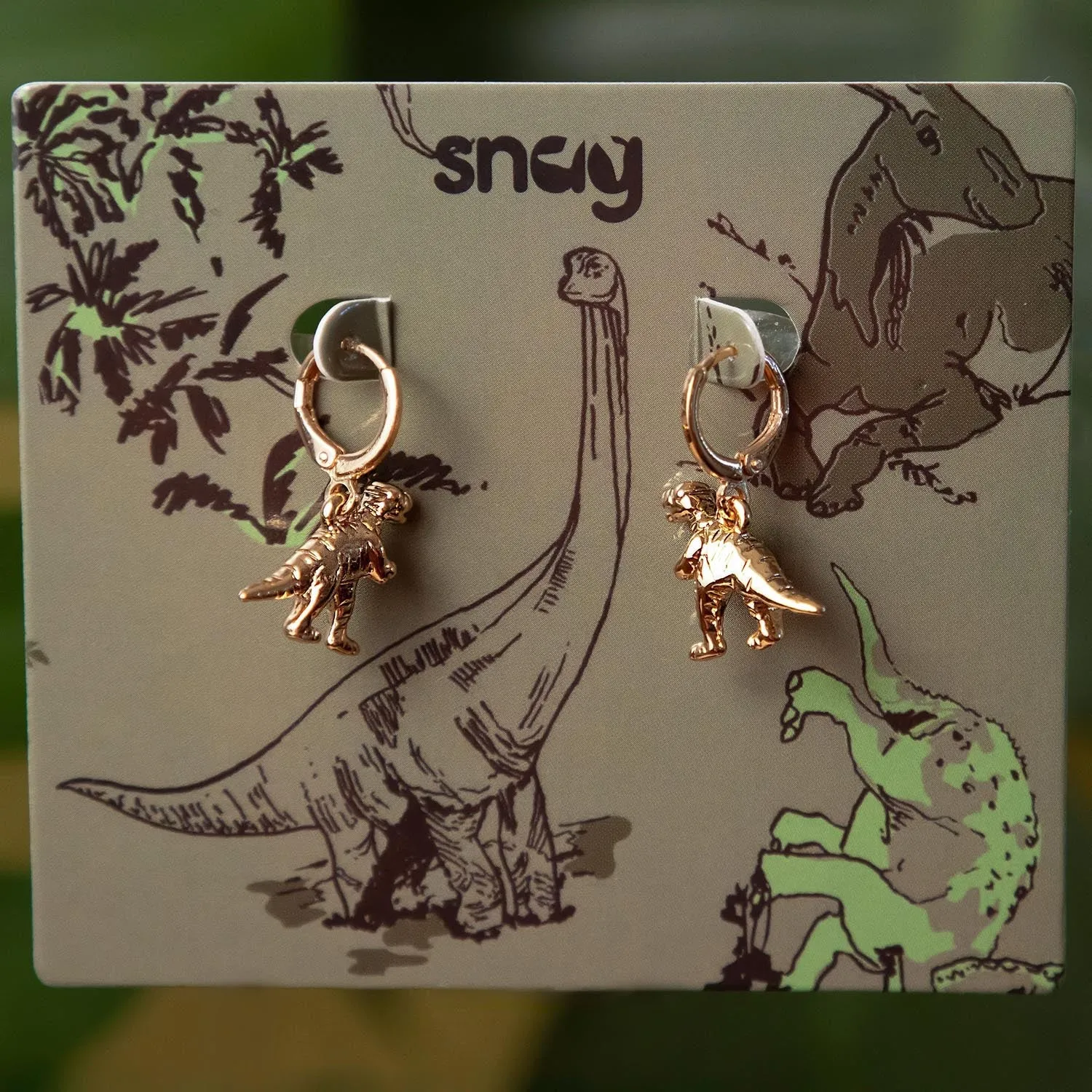 Dinosaur Hoop Earrings - Gold